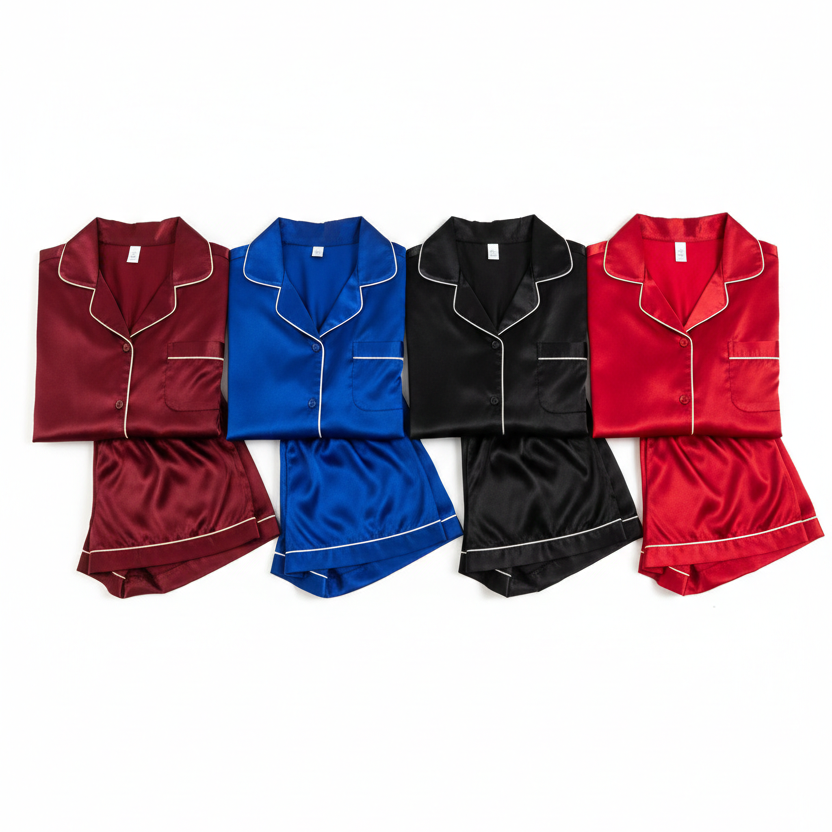 Couple Night Dress Silk Pajama Set – 4 Piece