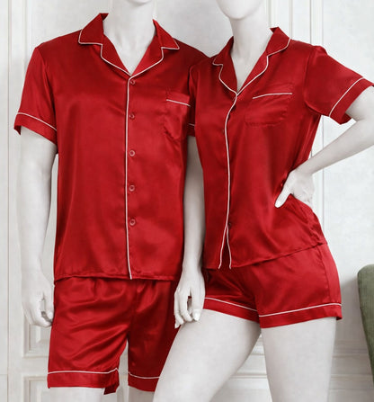 Couple Night Dress Silk Pajama Set – 4 Piece
