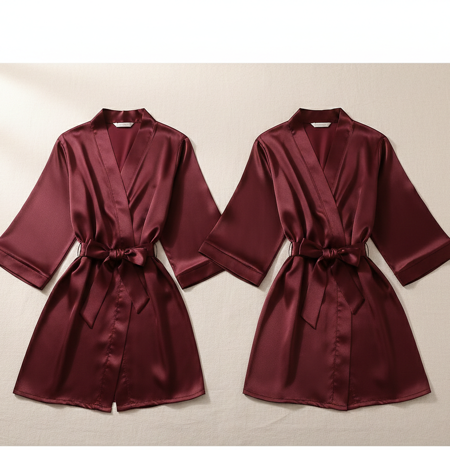 Elegant Silk Couple Gown & Robe Set – 2-Piece Luxury Loungewear