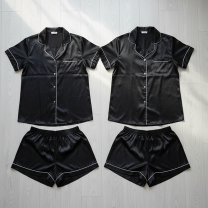 Couple Night Dress Silk Pajama Set – 4 Piece