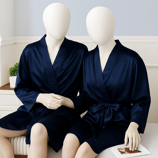 Elegant Silk Couple Gown & Robe Set – 2-Piece Luxury Loungewear