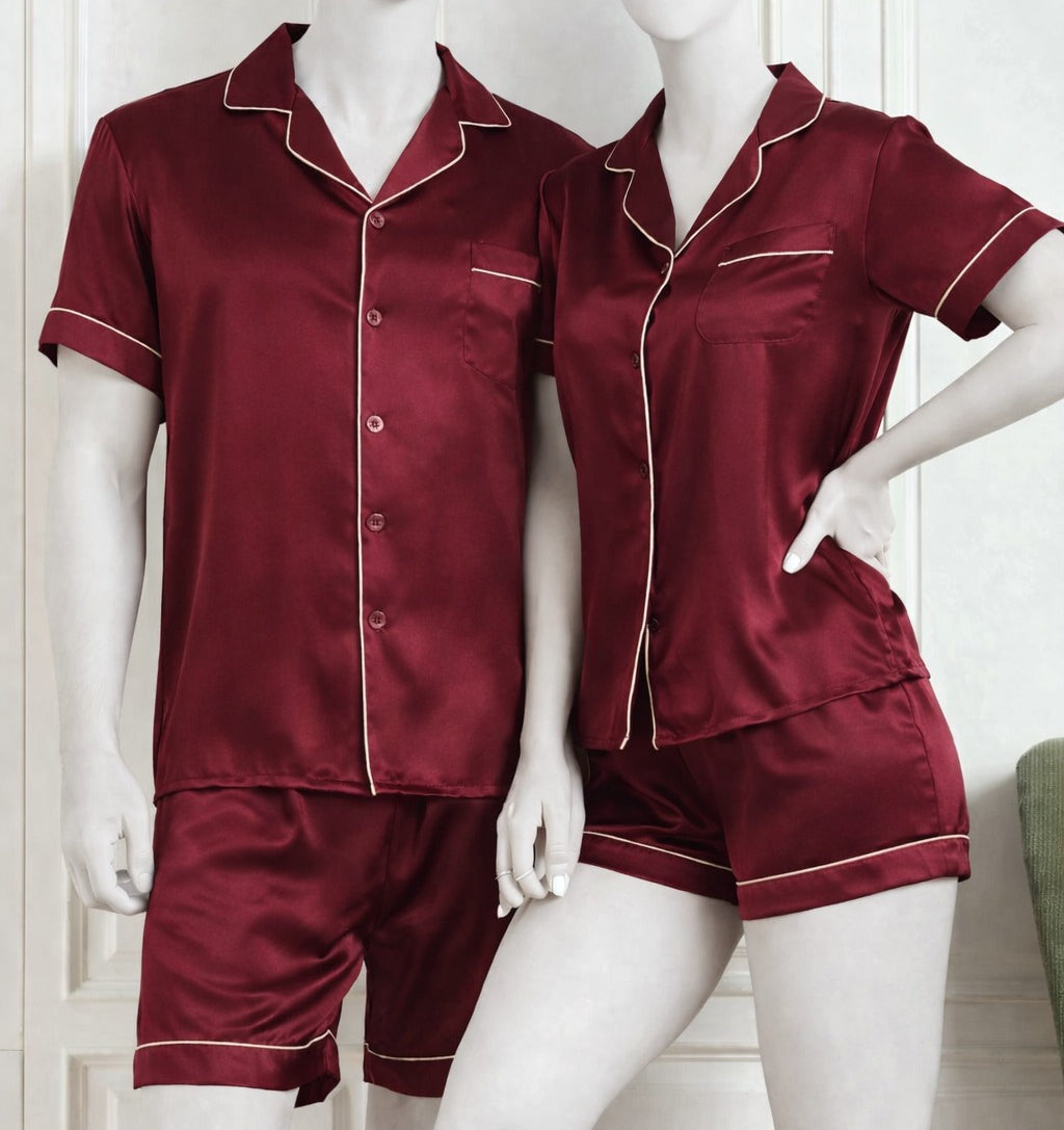 Couple Night Dress Silk Pajama Set – 4 Piece