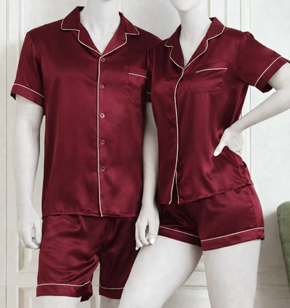 Couple Night Dress Silk Pajama Set – 4 Piece