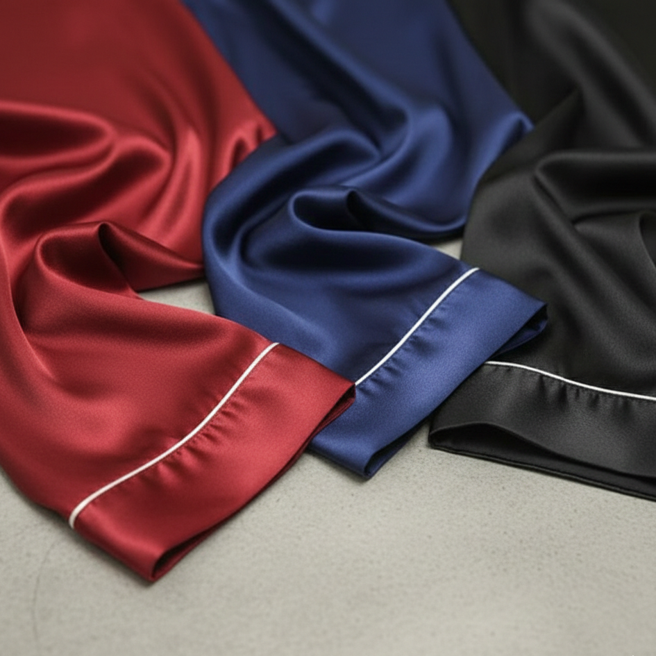 Premium Satin Silk Couple Night Suit – Pajama & Short Set (4 Pcs)