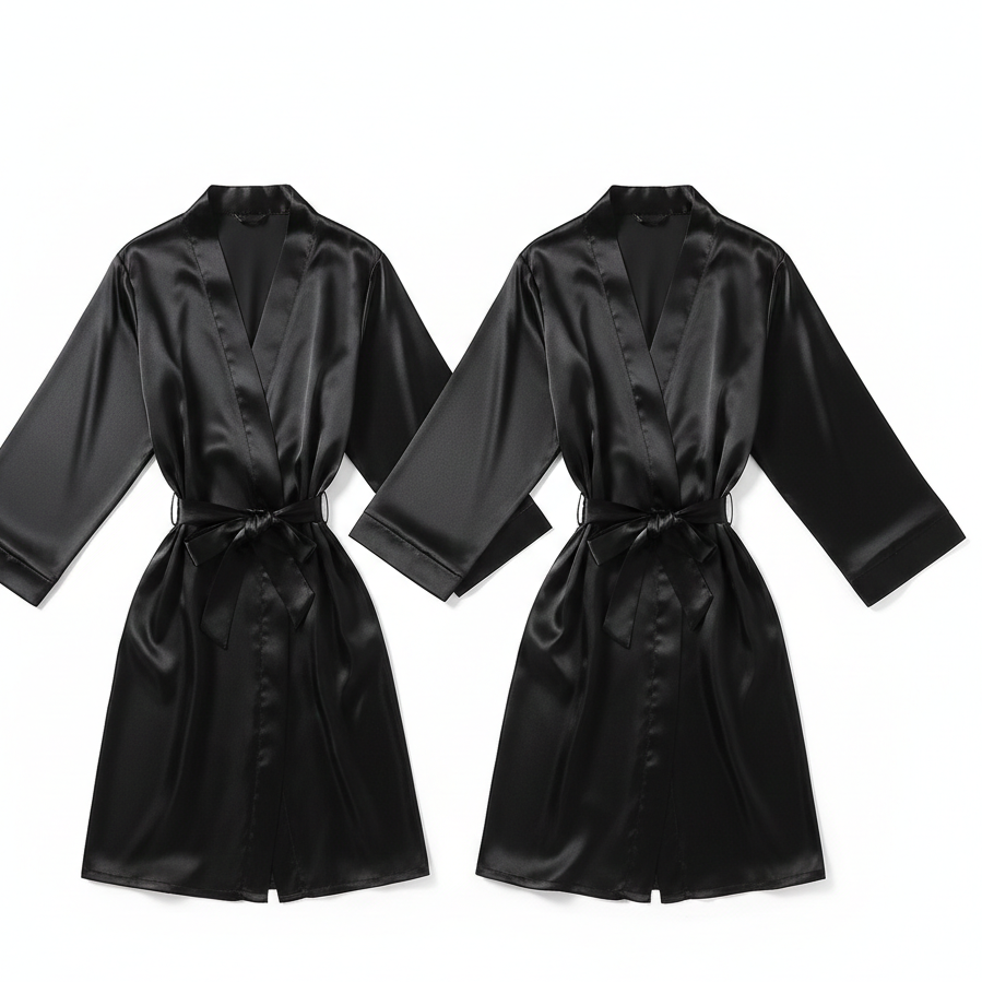 Elegant Silk Couple Gown & Robe Set – 2-Piece Luxury Loungewear