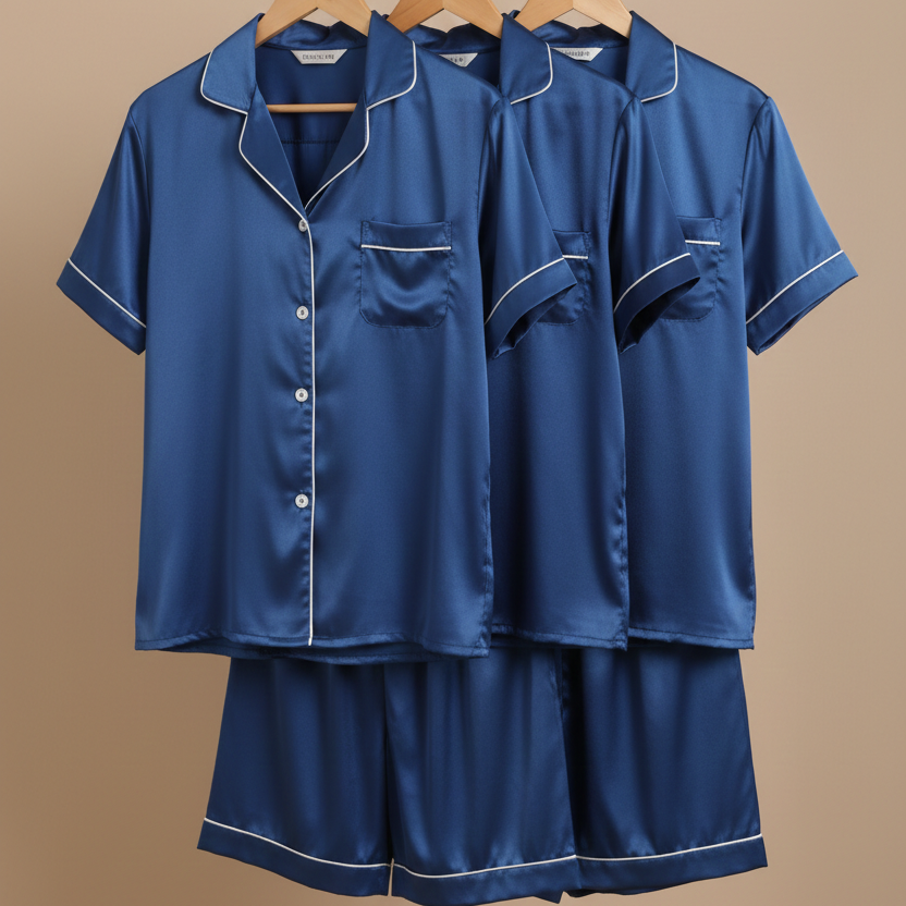 Couple Night Dress Silk Pajama Set – 4 Piece