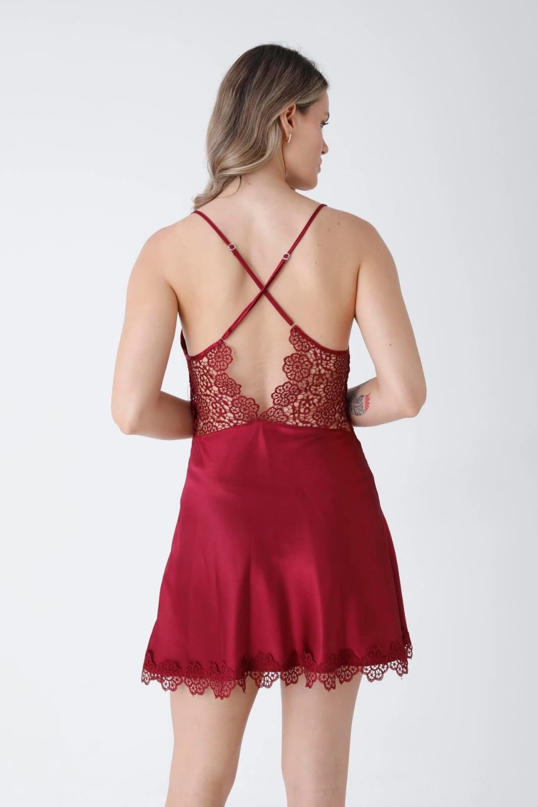 Turkish 3 Piece Nightgown Set - Maroon