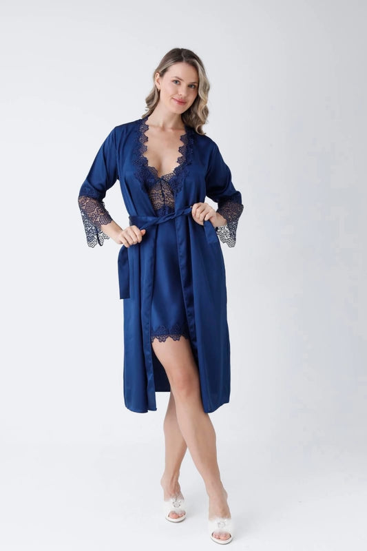 Turkish 3 Piece Nightgown Set - Blue