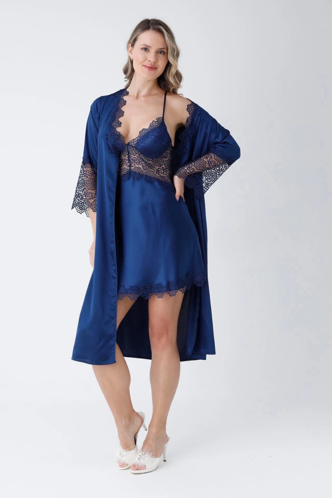 Turkish 3 Piece Nightgown Set - Blue