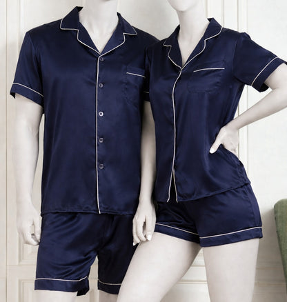 Couple Night Dress Silk Pajama Set – 4 Piece