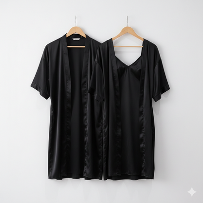 Premium Satin Silk Couple Gown Set – 3-Piece Luxury Nightwear